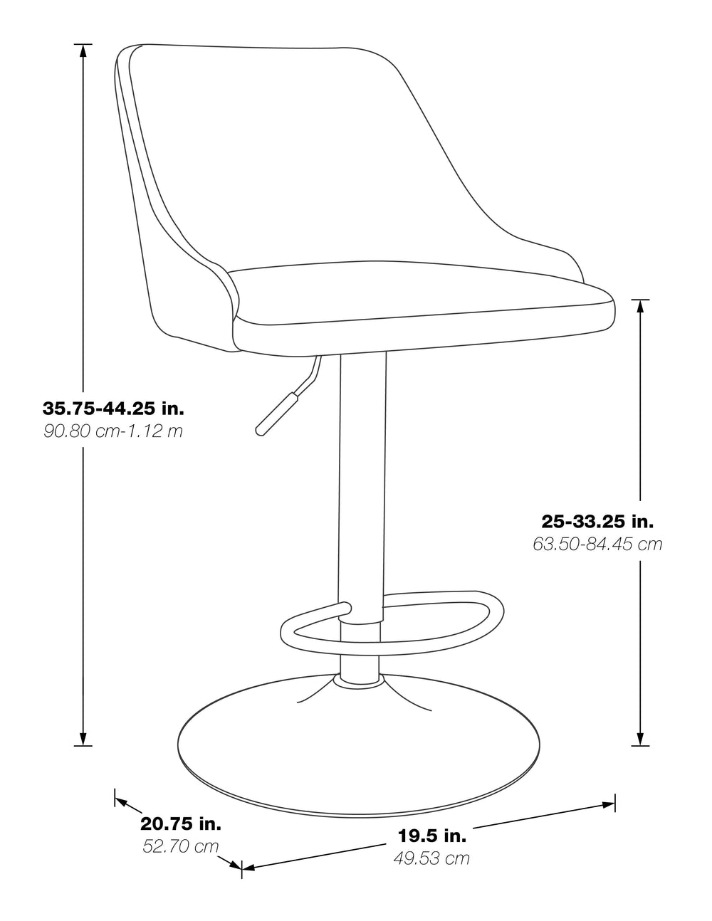 OSP Home Furnishings Sylmar Height Adjustable Stool Sand