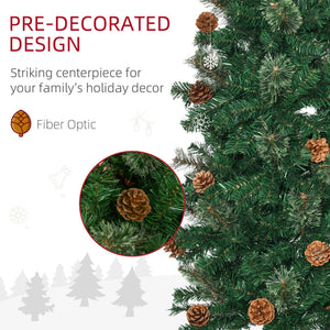 English Elm Homcom 7.5 Foot Slim Pencil Artificial Christmas Tree With Realistic Pine Needles & Pine Cones W2225P229162