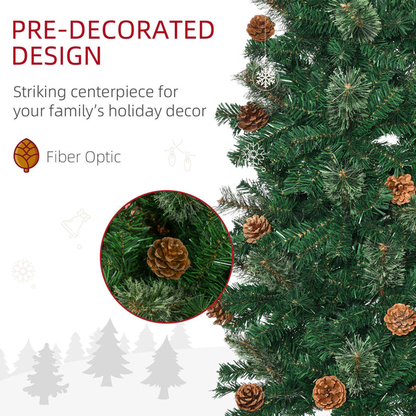 English Elm Homcom 7.5 Foot Slim Pencil Artificial Christmas Tree With Realistic Pine Needles & Pine Cones W2225P229162