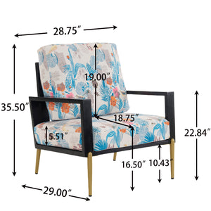 English Elm Christopher Knight Home® - Floral Velvet Accent Chair with Removable Washable Cover, Plush 5.51" Cushions & Gold Legs for Living Spaces N817P237961B