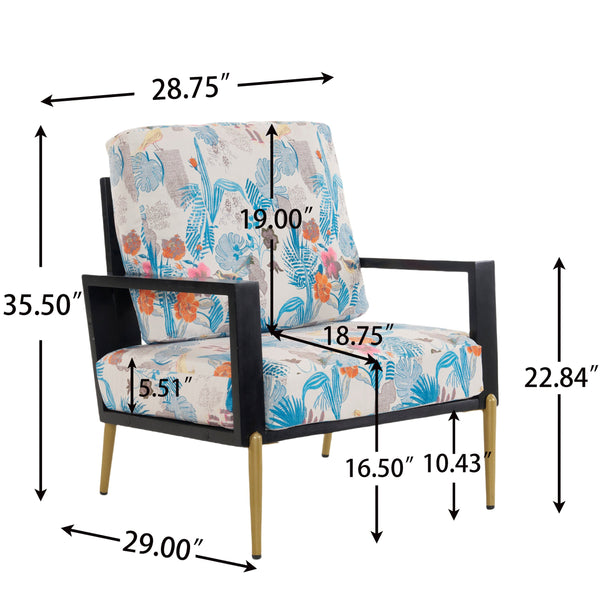 English Elm Christopher Knight Home® - Floral Velvet Accent Chair with Removable Washable Cover, Plush 5.51" Cushions & Gold Legs for Living Spaces N817P237961B