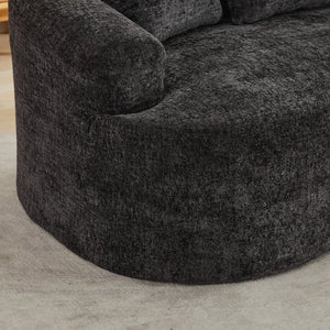 English Elm Curved Chenille Loveseat with Memory Foam Deep Seat and Three Pillows for Compact Living Black W2915P370962