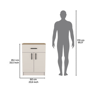 English Elm Pantry Cabinet 33.5"H Compact Storage with Drawer & 2 Shelves, Double Doors, Durable Engineered Wood B097P221382
