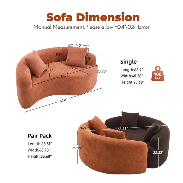 English Elm LY-042 Zen-Inspired S-Curved Dual-Depth Loveseat with Chenille Upholstery, Ready-to-Use Comfort Coral W2231P329722