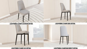 English Elm A Set Of 4 Modern Dining Chairs In Grey Pu Leather With Black Metal Legs For Stylish Comfort W2189140237