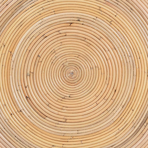 English Elm Laminated Rattan Round Coffee Table Handcrafted Drum Silhouette for Bohemian Living B2750P467866