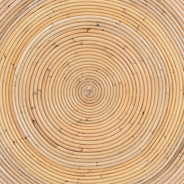 English Elm Laminated Rattan Round Coffee Table Handcrafted Drum Silhouette for Bohemian Living B2750P467866
