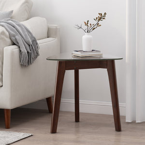 Christopher Knight Home® - Noble House - Wasco Mid-Century Modern End Table With Glass Top, Walnut