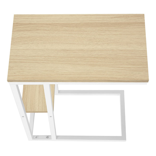 English Elm Accent Table, C-Shaped Modern Design For Living Room & Bedroom - Space-Saving Snack & Laptop Stand B2710P219403