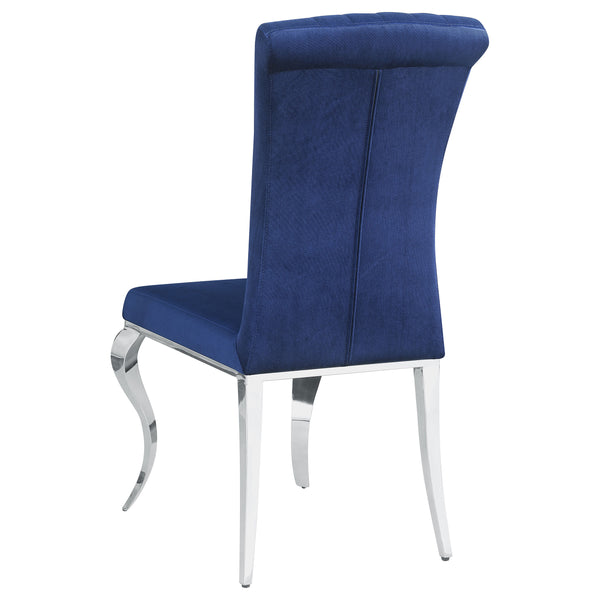 English Elm Shambrook Ink Blue Upholstered Side Chairs Set of 4 — Tufted Curved Back, Plush Padding, Sleek Legs B062S00802