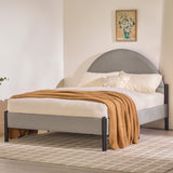 Queen Metal and Upholstered Bed with Arched Headboard Grey GASB5CGY Walker Edison