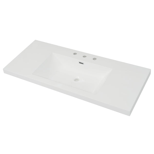 English Elm Christopher Knight Home® - 48" 47.25" Resin Vanity Top Bright White with 3-Hole 8" Faucet Prep, Overflow, Durable Drop-In/Undermount N759P337622K