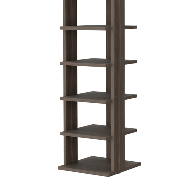 English Elm Grey Grey Walnut 7-Tier Tall Vertical Shoe Rack with Bright Finish, Sturdy Wood Frame, Space-Saving B062P373788