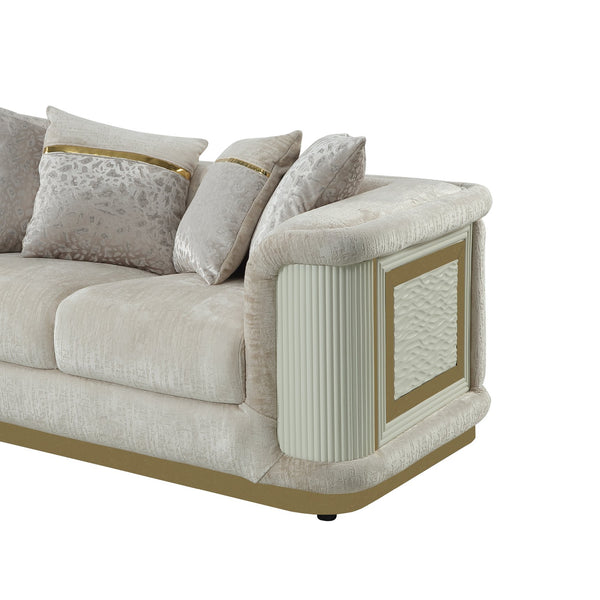 English Elm Bona Glam Chenille Sofa and Loveseat Set with Gold Steel Accents for Living Room B009S02176