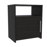 English Elm Nightstand Cuarzz, One Cabinet, Black Wengue Finish