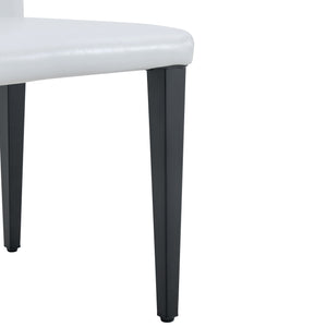 English Elm Two White PU dining chairs set with black metal legs, ergonomic cushioned seats, anti-slip feet, easy assemble W1512P395194