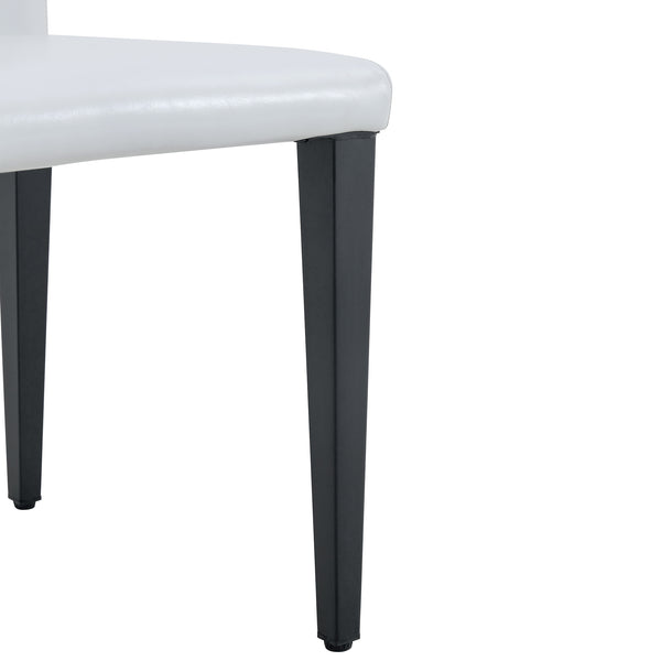 English Elm Two White PU dining chairs set with black metal legs, ergonomic cushioned seats, anti-slip feet, easy assemble W1512P395194