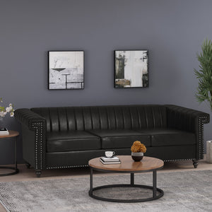 Christopher Knight Home® - Noble House - Drury Contemporary Channel Stitch 3 Seater Sofa With Nailhead Trim