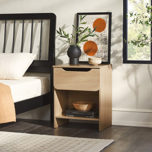 Domm Modern Scandinavian Nightstand with Open Cubby, Sleek Design & Quick 30-Minute Assembly