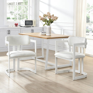 English Elm Christopher Knight Home® - Upholstered Dining Chairs Set of 2 with Iron Frame, Fabric Seat Cushions, Modern Compact Design Beige+White N779P281141B