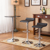 English Elm Baxton Black Adjustable Height Wood and Chrome Metal Bar Table and 2 Black Chrome Air Lift Adjustable Swivel Stools Set