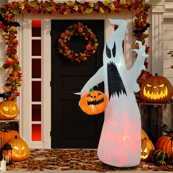 English Elm Homcom 5.9' Inflatable Ghost With Pumpkin - Led Halloween Yard Decor For Fun & Spooky Celebrations! W2225P229470