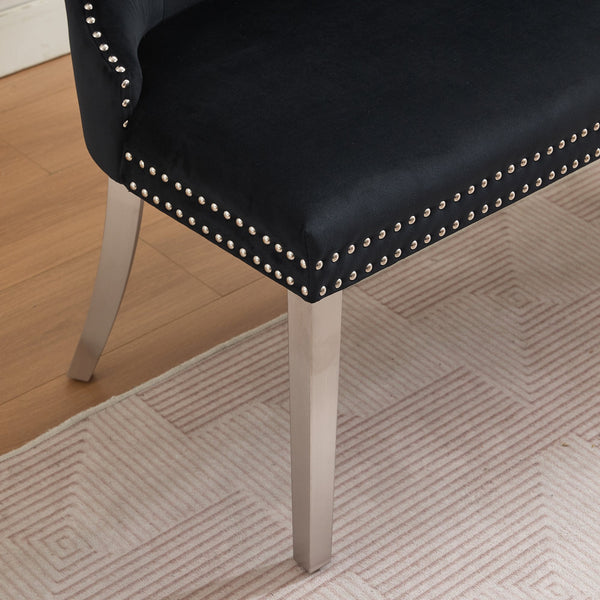 English Elm Velvet Mid-Century Double Dining Loveseat Bench with Hand-Tufted Buttons, Wingback Comfort, Luxe Seating W1143P362521 W1143P362521