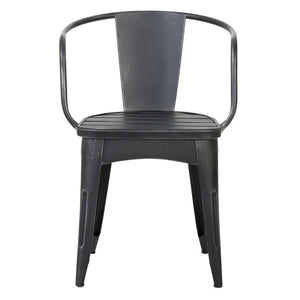 English Elm Colmar Outdoor Iron Bistro Set Powder Coated Slatted Armchairs Round Patio Table Black+Silver 56558.00BSVR