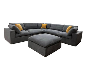 English Elm Coffee Bean Basket Weave Modular Sectional Foam Compressed with Toss Pillows Included Light Gray B2748S00069