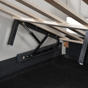 English Elm Upholstered modern daybed with under-bed storage drawers, full-size platform frame for guests Beige DL002033AAA