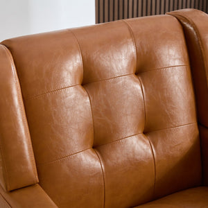 English Elm Modern Soft Leather Accent Chair with Ergonomic PU Upholstery, Solid Wood Black Legs, 250lb Capacity, Compact Living Room Seat W676P174742