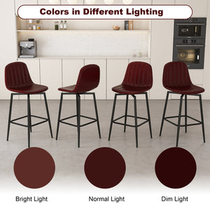 English Elm Modern Bar Stools 360° Swivel PU Seats with Back, Metal Legs, 25.6" Counter Height, Dark Brown Set of 2 W2699P358874