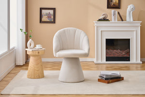 English Elm 068-chenille Swivel Accent Armchair Sculptural Curved Back Upholstered Living Room Seat Beige W527P438692