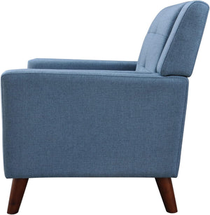 English Elm Mid-century Waffle Tufted Club Chair Solid Wood Splayed Legs Reading Lounge Accent Blue N776P379535B