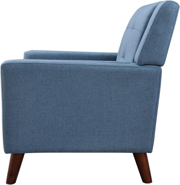 English Elm Mid-century Waffle Tufted Club Chair Solid Wood Splayed Legs Reading Lounge Accent Blue N776P379535B