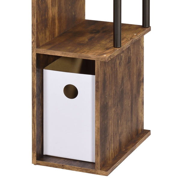 English Elm Weathered Oak Compact Computer Desk with Keyboard Tray, Rustic Wood Finish, Open Shelves & Storage - Space-Saving Home Office Solution B062P184565