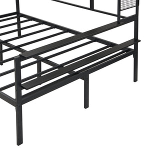 English Elm Full Size Metal Daybed With Movable Desk & Shelves – Stylish Space-Saving Solution For Small Rooms N737P199321B