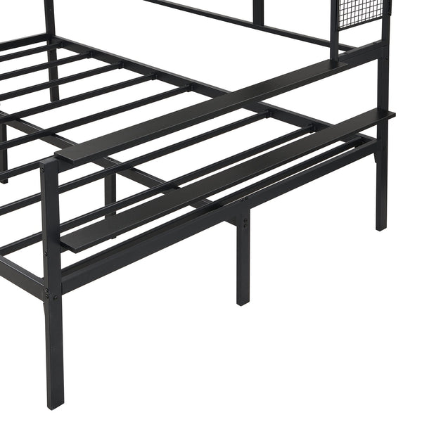 English Elm Full Size Metal Daybed With Movable Desk & Shelves – Stylish Space-Saving Solution For Small Rooms N737P199321B