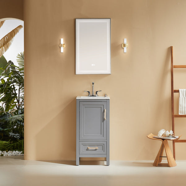 English Elm Fully Assembled 18 Inch Bathroom Vanity Rubberwood Build Soft Close Powder Room W1826P371783