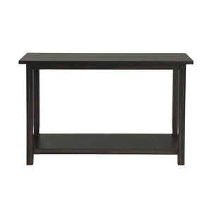 English Elm Wood Pine Console Table Weathered Farmhouse Finish with Open Shelf for Entryway Distressed Black B016P472898
