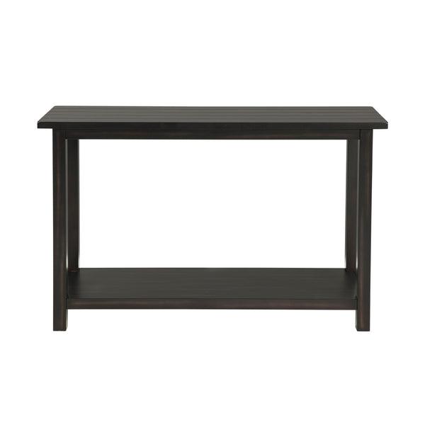 English Elm Wood Pine Console Table Weathered Farmhouse Finish with Open Shelf for Entryway Distressed Black B016P472898