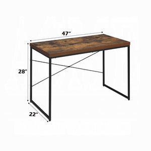 English Elm Industrial Writing Desk with Weathered Wood Top and Metal Frame, Sturdy Modern Laptop Workspace for Home Office Black,Oak 26 L x 51.5 W x 4 H B2741P335212