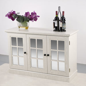 English Elm 45" Mirrored Acrylic Door Sideboard Mdf Buffet Cabinet with Adjustable Shelves White Oak W2899P372749