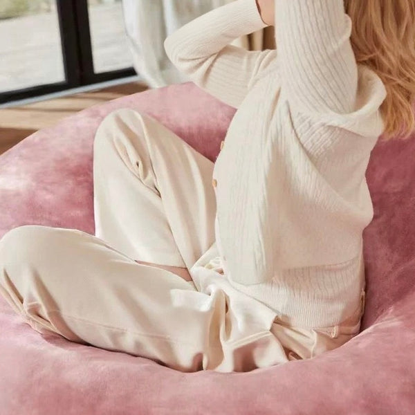 English Elm 4FT Memory Foam Bean Bag Chair Light Pink with Removable Flannel Cover, Supportive Plush Sofa for Teens W3737P373845