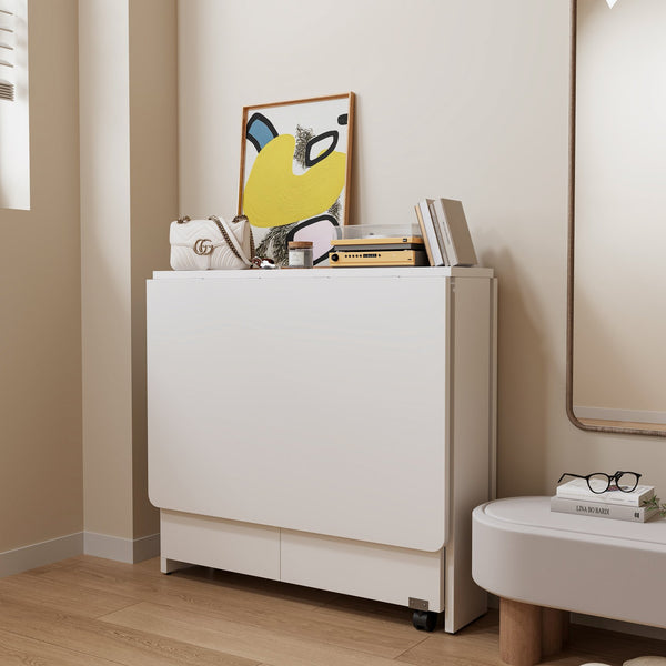 English Elm Fully 51.18" White Foldable Table – Lightweight MDF Portable Long Table, 500lb Capacity, Easy Assembly W1658P263948