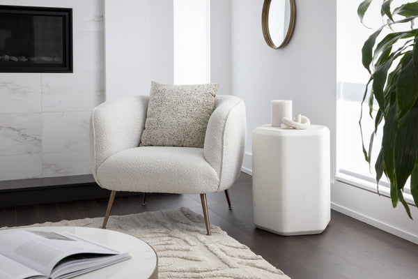 Sunpan Amara Lounge Chair – Bold Curved Frame with Gold Stainless Steel Legs for Modern Home Elegance Copenhagen White