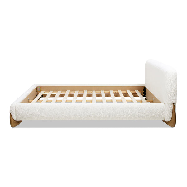 English Elm Jennifer Taylor Home - Alpine Cozy Queen Platform Bed In Ivory White Boucle With Rounded Headboard & Solid Wood Legs B2719P281849