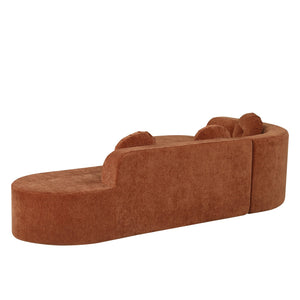 English Elm 122'' Curved L-shaped Sectional Sofa Chenille Upholstery Pocket Spring Living Room Seating Orange N760S0000049G