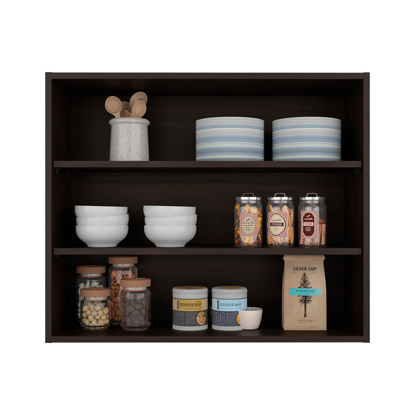 English Elm Natural Oak Wall Mounted Open Shelf Cabinet for Modern Kitchen or Pantry Storage B062P483757
