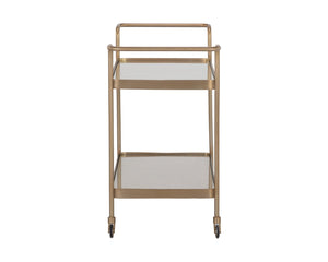 Sunpan DURVA Coastal Bar Cart – Elegant Glass & Rattan Serving Station for Stylish Entertaining Spaces 111311